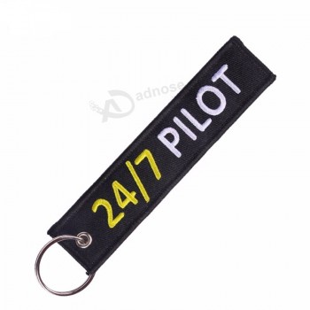 Wholesale custom embroidery key ring embroidered fabric cool keychains tag