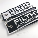 groothandel geborduurde coole sleutelhangers tag / key tag / sleutelhanger alpha JET