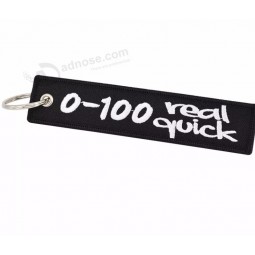 Kingdkey Factory Custom Flight Embroidery cool keychains tag Woven Key Tag with Your Own Logo