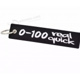 kingdkey fabriek aangepaste vlucht borduurwerk coole sleutelhangers tag geweven Key Tag met uw eigen logo