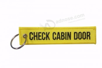 Porte-clés brodés d’insert d’avion personnalisé avant le vol pour étiquette de porte-clés cool