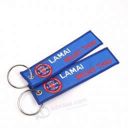 Factory Direct Price Fabric Key Tag Labels Customized Brand Promotion Gifts Woven cool keychains tag for Clothes