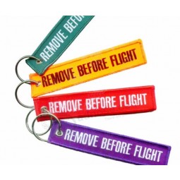 promotionele op maat geweven geweven coole sleutelhangers tag