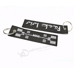 Factory Bulk Produced Custom Brand Name Fabric Key Tags Both Sides Embroidered Air Crew cool keychains tag
