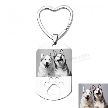 Personalizado chaveiro chaveiro gravar Dog Tag foto chaveiros coração para motocicleta