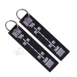 faire un porte-clés Étiquettes Avion Piste Motif Noir Polyester Broderie Message