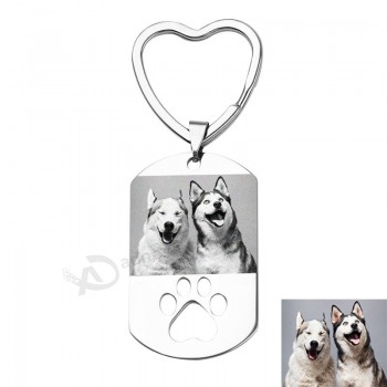 Porte-clés personnalisé personnalisé porte-clés graver Dog Tag Photo coeur porte-clés pour moto