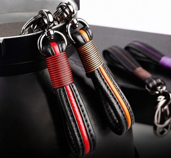 Custom Black Embroidery Keyring Key Tag Holder Bijoux for Motorcycles Cars