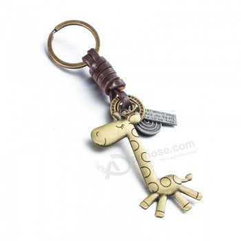 Girafe suspension pendentifs Porte-clés en cuir Porte-clés Anneau Couverture Chaînes Pour Moto