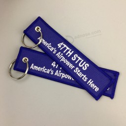 Brand Name Promotional Travel Souvenir Woven Embroidery Logo Fabric Keychains