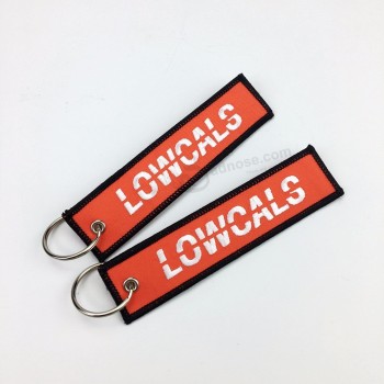 double logo design fabric embroidery keychain for air plane