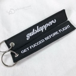 wholesale fashion style your logo embroidered keychain