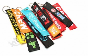 Fashionable High Quality Custom Embroidered Woven personalized keychains for Motorcycle