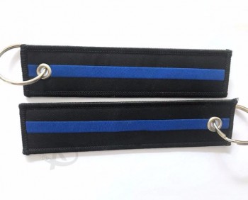 Wholesale Customized Brand Woven personalised keyrings for Motorcycle with Metal Ring