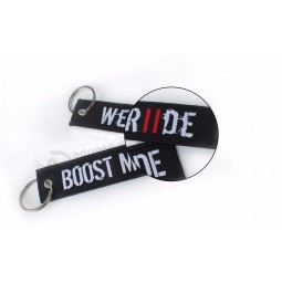 Customized Ribbon Fabric personalised keyrings for Apparel with Metal Ring