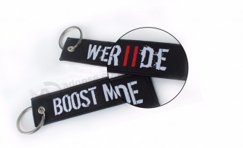 Customized Ribbon Fabric personalised keyrings for Apparel with Metal Ring