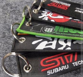 Customized Short Fabric personalised keyrings for Garment with Metal Ring