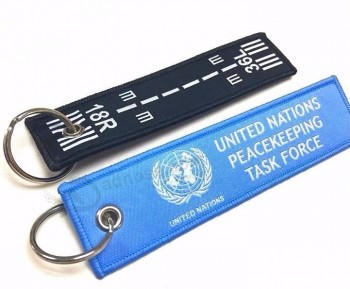 Longe personnalisée d’usine Tissé porte-clés personnalisés pour vêtement avec anneau en métal