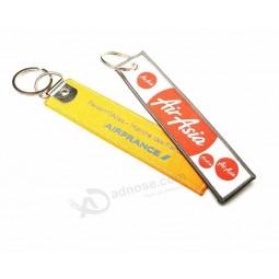Textile Woven Ribbon personalised keyrings for Garment with Metal Ring