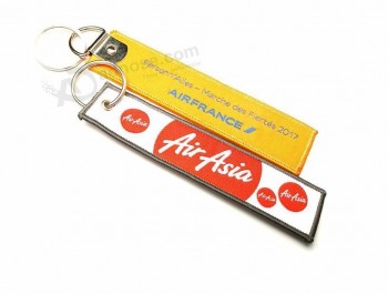 Porte-clés en ruban tissé personnalisé pour vêtement avec boucle en métal