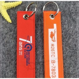 Fabric Textile Logo Woven personalized keychains for Zipper Pull with Eyelet