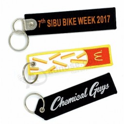 Promotion Woven Textile Logo personalized keychains