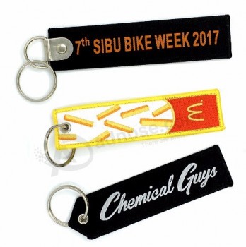 Promotion Woven Textile Logo personalized keychains