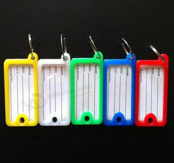 Double face Rectangle en plastique Porte-clés Étiquette de bagage Étiquette d’identification Étiquette d’identification pour l’hôtel