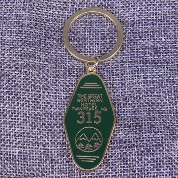 Hotel Room 315 keyring horror movie inspired jewelry green gold printed keytag