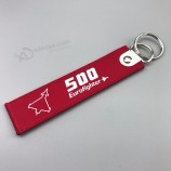 gepersonaliseerde geborduurde geweven sleutelhangers door uw logo