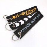 naam logo stof Sleutelhangers metalen ring borduurwerk Sleutelhangers voor vrouwen