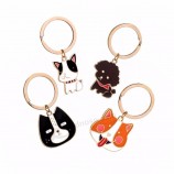Europa y América joyería creativa moda llavero mascota perro hueso llavero oso de peluche bulldog perro colgante