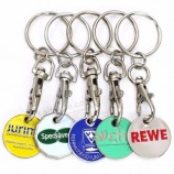 Qualitätshersteller liefern Zinklegierungsmetallschlüsselkettenfarbenzeichen keychain kundenspezifische Supermarkteinkaufsmünze