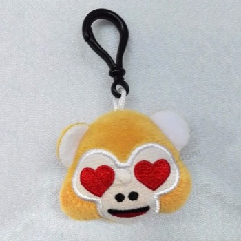6CM Emoji Monkey Keychains Soft Stuffed Plush Heart Keyrings for Promotional Gifts