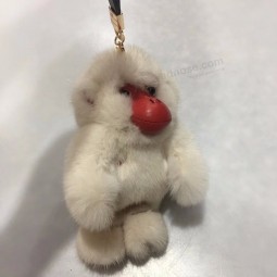 Real Mink Fur Monkey Charm Cute Toy Doll Key Ring Handbag Purse Keychain Keyring Pendant