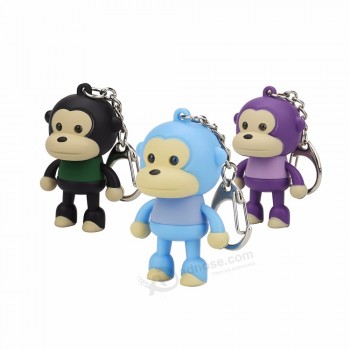 2019 mode belle bande dessinée singe porte-clés avec LED Light Maker