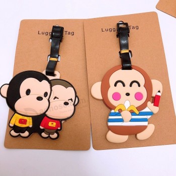 Dessin animé singe PVC porte-clés chocolat bagages carte d’embarquement bagages de voyage suspendus ornements sacs étiquettes