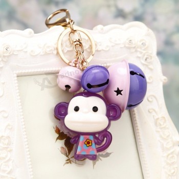 Animal Cartoon Cute Monkey Metal Alloy Bell Keychain Keyring for women