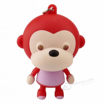Mignon dessin animé singe animal LED éclairage avec son porte-clés pendentif porte-clés