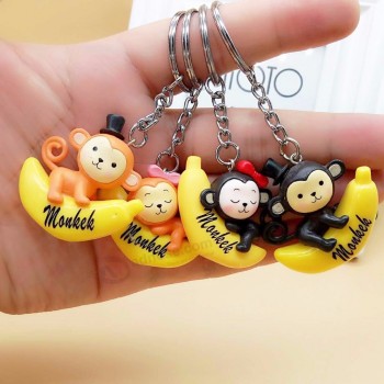 Simulation créative Monkey Keychain 3-D Cartoon Keyrings, Accessoires de sac de voiture