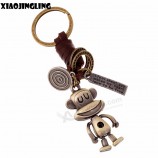 Rétro porte-clés en cuir véritable singe pendentif en gros