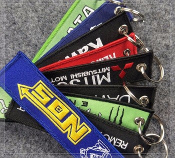 Hot Selling Fabric Embroidery personalised keyrings