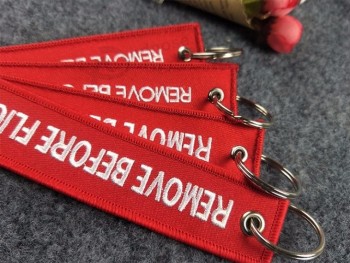 Bulk Motorcycle Embroidery Woven personalised keyrings