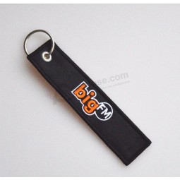 Double Logo Fabric Woven personalised keyrings Holder for Airplane