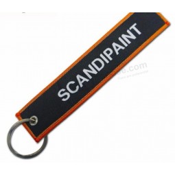 Fabric personalised keyrings for Zipper Pull with Woven Logo