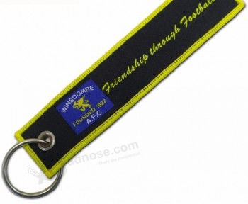 Woven Logo Fabric personalised keyrings with Metal Split Ring
