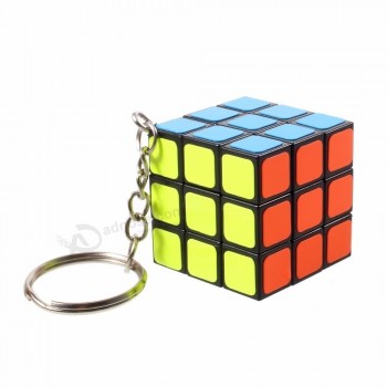 미니 자동차 키 체인 루빅스 큐브 퍼즐 마법의 게임 장난감 키 키 체인 루빅스 큐브 전화 펜던트 키 링