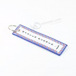 woven logo embroidery keychain key tag holder