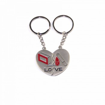 Vente en gros émail personnalisé coeur mariage couple porte-clés