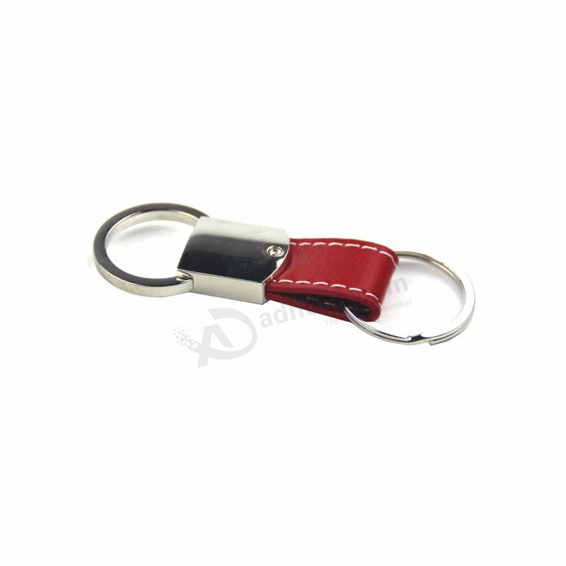 Direct factory Cheap customized Gift metal Red PU Keychain